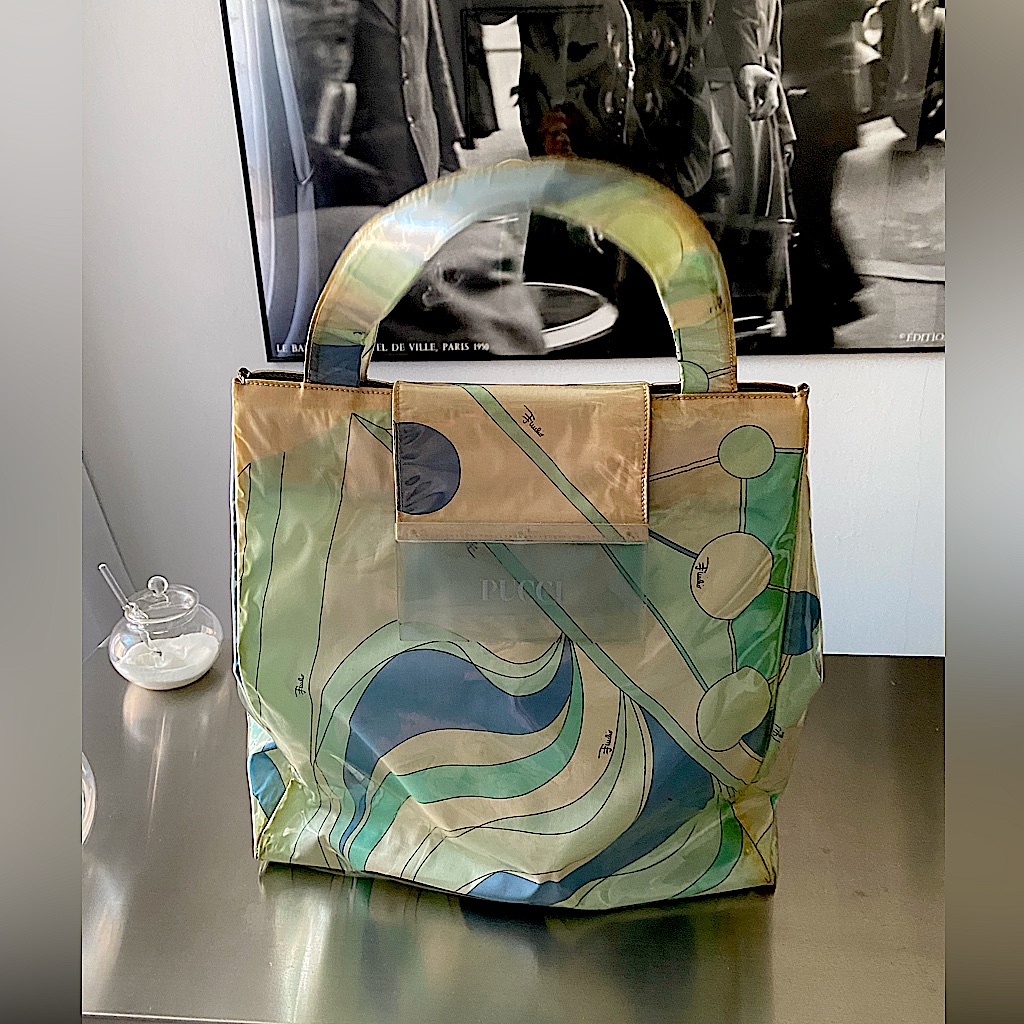 Emilio Pucci Vintage Vinyl Cotton Bag Tote